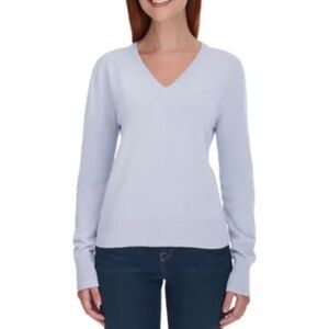 Calvin Klein Jeans V-Neck Sweater Women's Small Pale Blue Cotton Knit Top